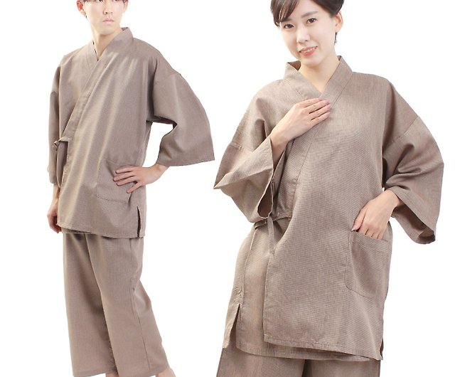日本和服男女兼用作務衣套裝日式室內服甚平睡衣M L - 設計館