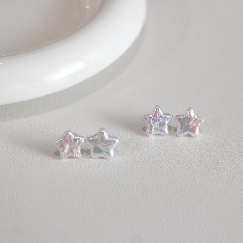 925 Silver Baroque Star Pearl Earrings - Earrings & Clip-ons - Pearl White