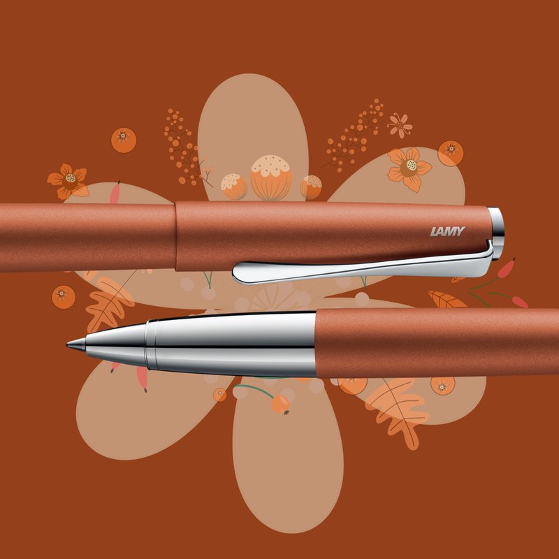 【雷雕免費刻字】LAMY 鋼珠筆+筆袋禮盒 / studio 系列  - 陶瓦紅 - 鋼珠筆 - 鋁合金 橘色