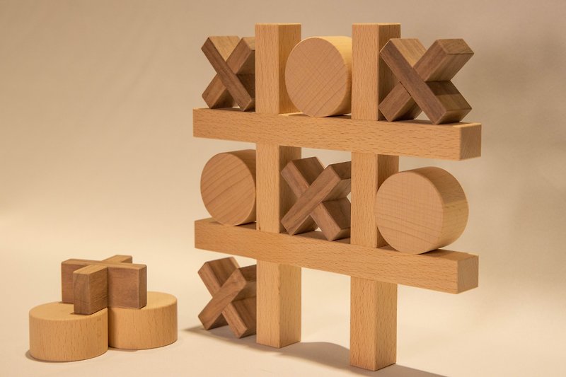[It must be wood] Fun tic-tac-toe game (OOXX)-tie tac toe - Board Games & Toys - Wood Brown