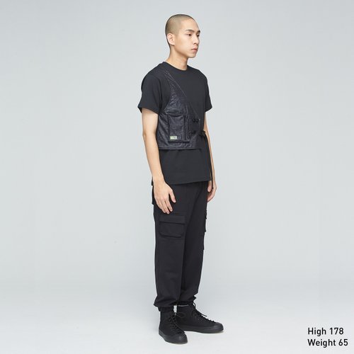 防水ワンショルダー カーゴ ベスト (ユニセックス) - フィルムブラック