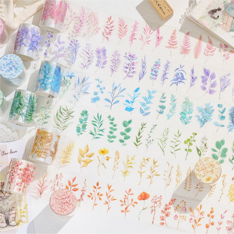 【Green Field】Light Retro Salt Forest PET Tape Plant-based Notebook DIY Material Sticker - Washi Tape - Paper 