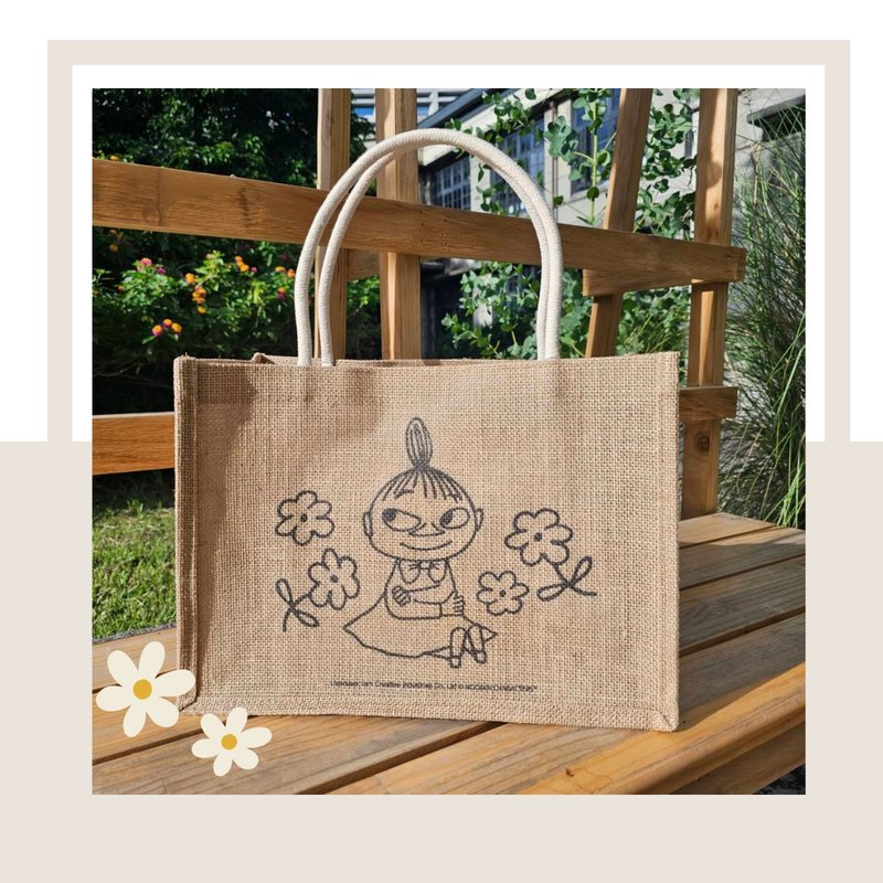 MOOMIN Authorized | Linen Picnic Tote Bag (L) - Xiaomeihua - กระเป๋าถือ - ผ้าฝ้าย/ผ้าลินิน 