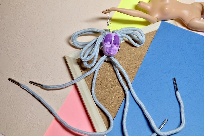 趣怪芭比改造創意誇張編織裝飾耳環/手繪塗鴉薄紫色怪誕原宿風格/ - 耳環/耳夾 - 矽膠 紫色