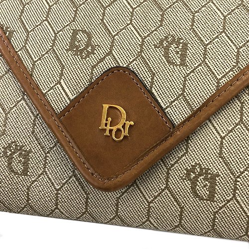 Christian Dior shoulder bag mini honeycomb leather Beige x Brown USED FROM  JAPAN