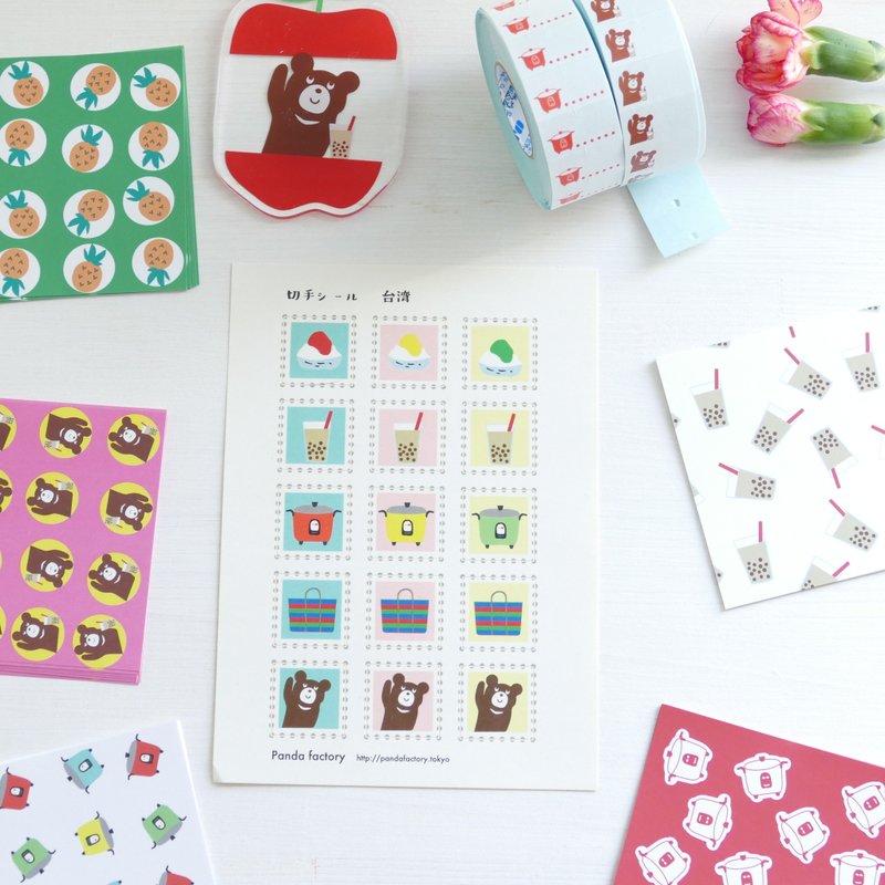 Stamp style sticker cream soda and snacks - สติกเกอร์ - กระดาษ หลากหลายสี