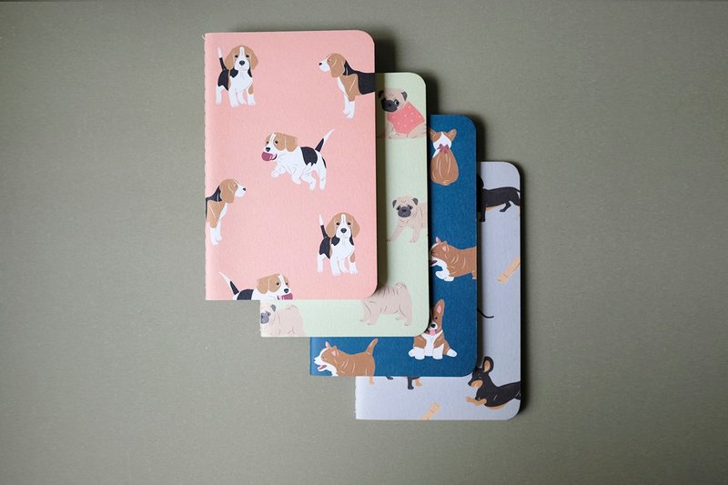 Set of 4 Pocket Notebook, Corgi Pocket Notebook, Dachshund Pocket Notebook,Corgi Pocket Notebook, Beagle Pocket Notebook, Pug Pocket Notebook, Navy Notebook, Blue Pocket Notebook, Pocket Notebook, Small Notebook, Handmade Notebook, Dog Notebook, NotepadPug - 筆記本/手帳 - 紙 多色