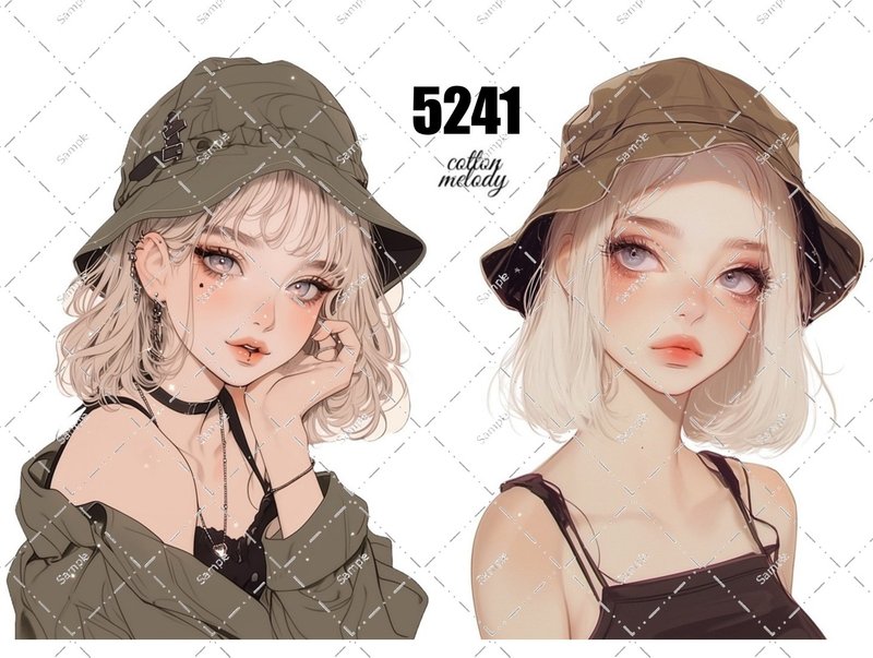 original sticker no.5241 人物ステッカー オリジナルステッカー オリジナル人物ステッカー 装飾ステッカー cotton melody - 貼紙 - 紙 