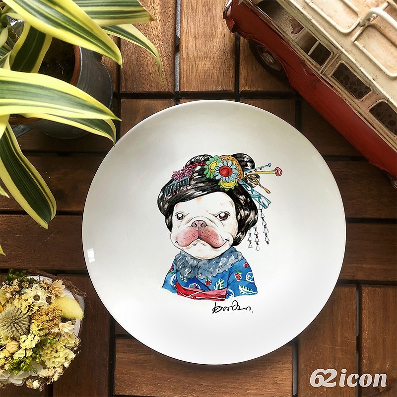 法斗哥-Kyoto Kimono-8 bone china plate - Small Plates & Saucers - Porcelain Multicolor