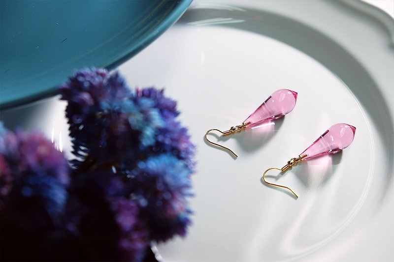 Mermaid's Tears - Implied Acrylic Earrings - Earrings & Clip-ons - Acrylic Pink