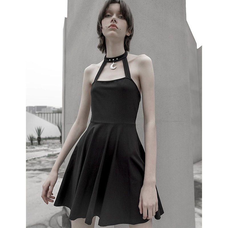 Moon Witch Necklace Sling Dress - One Piece Dresses - Other Materials Black