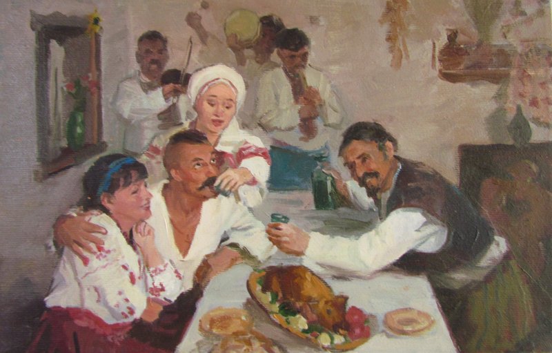 Cossack celebrates,Ukrainian painting - ตกแต่งผนัง - วัสดุอื่นๆ 