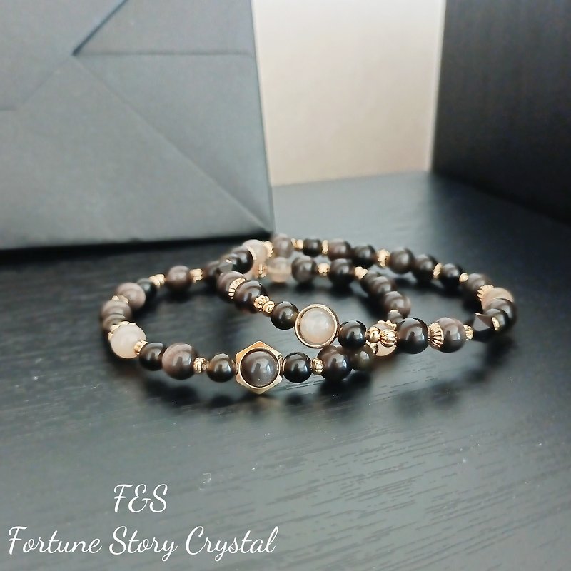 Crystal Bracelet// Silver Stone/Gray Moonlight - Bracelets - Crystal Black