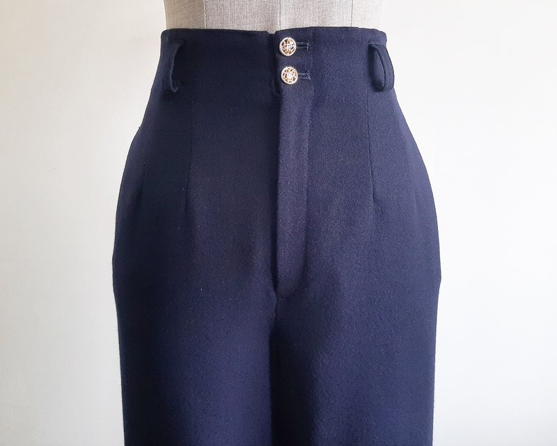 Vintage Navy Blue Wool Pants - Men's Pants - Other Materials Blue