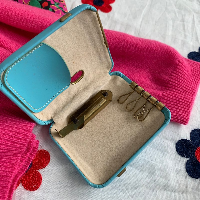 Vintage 60年代鑰匙包和唇膏盒 - 其他 - 真皮 藍色
