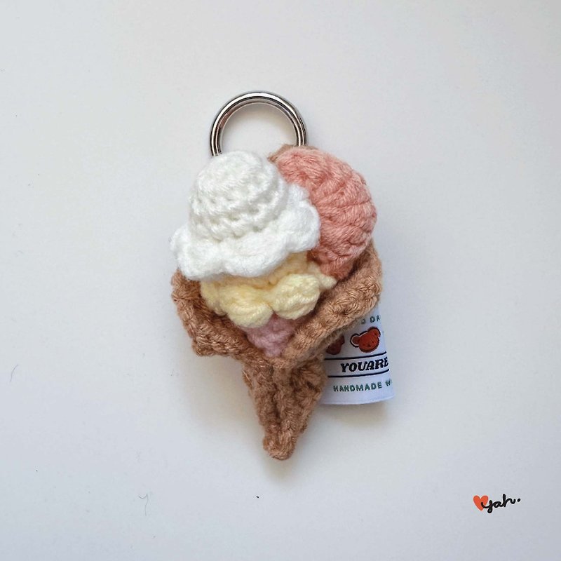 Handwoven peach ice cream charm - Charms - Cotton & Hemp Multicolor