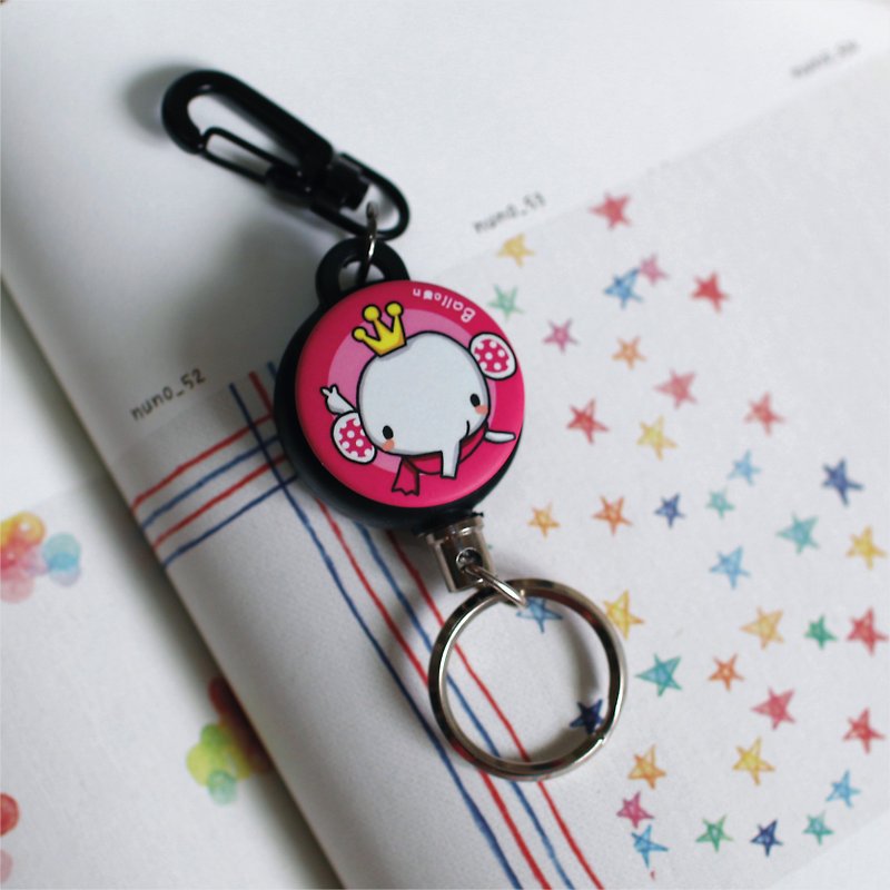 "Balloon" Retractable Keychain Ring Big Animal Series-Crown Elephant - ID & Badge Holders - Other Metals Red