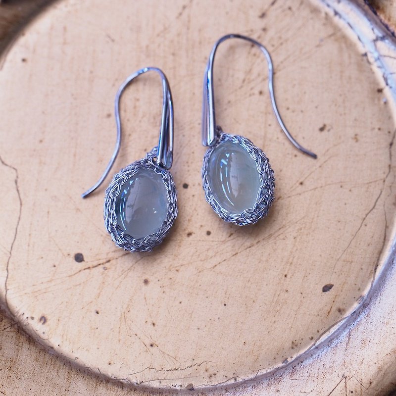 Prehnite handmade silver earrings Crochet Earrings - Earrings & Clip-ons - Semi-Precious Stones Green