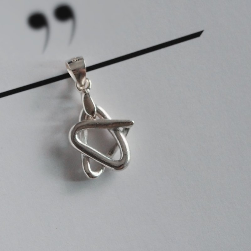 One line to the end [Star Reward] 999 sterling silver/necklace pendant/ Silver clay handmade - Necklaces - Sterling Silver Silver