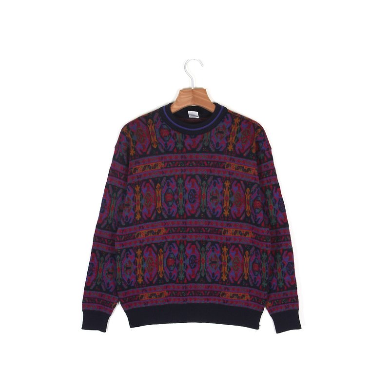 Ancient】 【egg plant Vintage glasses with sweater - Men's Sweaters - Wool Purple