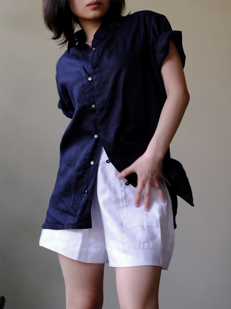 Jardin Top Navy - Women's Shirts - Linen Blue