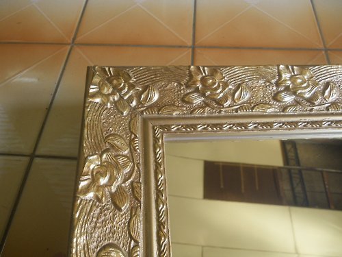 Early Second Hand Taiwanese Wall Mirror, Vintage Plaster Frame Mirror