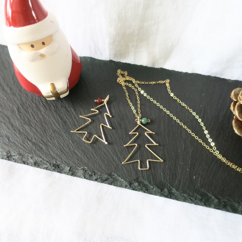 Christmas tree necklace Christmas design 14KGF - Necklaces - Precious Metals Gold