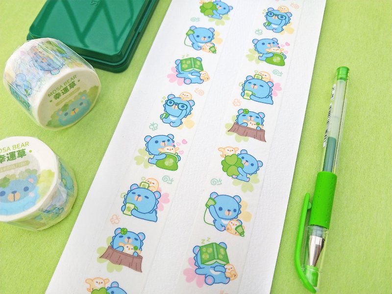 -Mosabear-Clover-Paper tape - Washi Tape - Paper Green