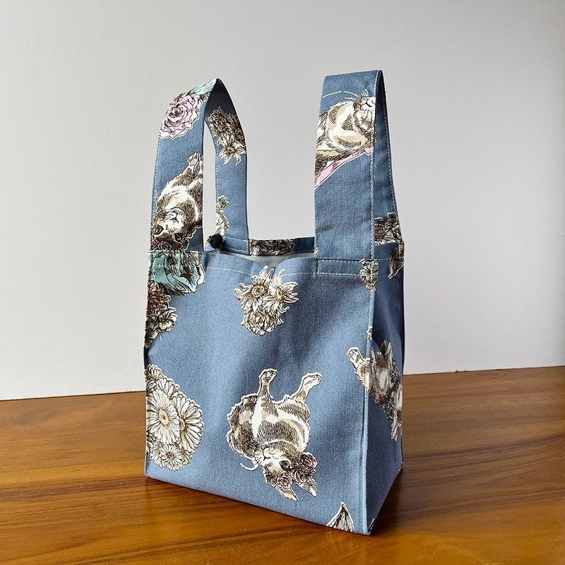 Small cotton shopping bag breakfast bag - Rabbit Garden - Handbags & Totes - Cotton & Hemp 