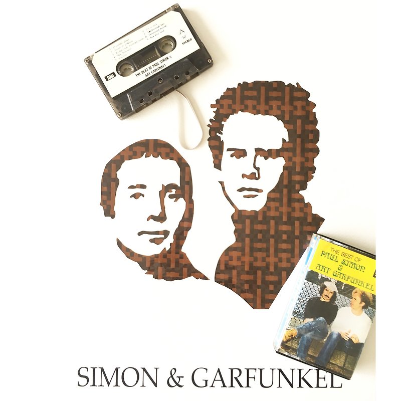 Simon and Garfunkel Poster | weaved of Cassette tapes | Music gift for him - Posters - Other Materials 