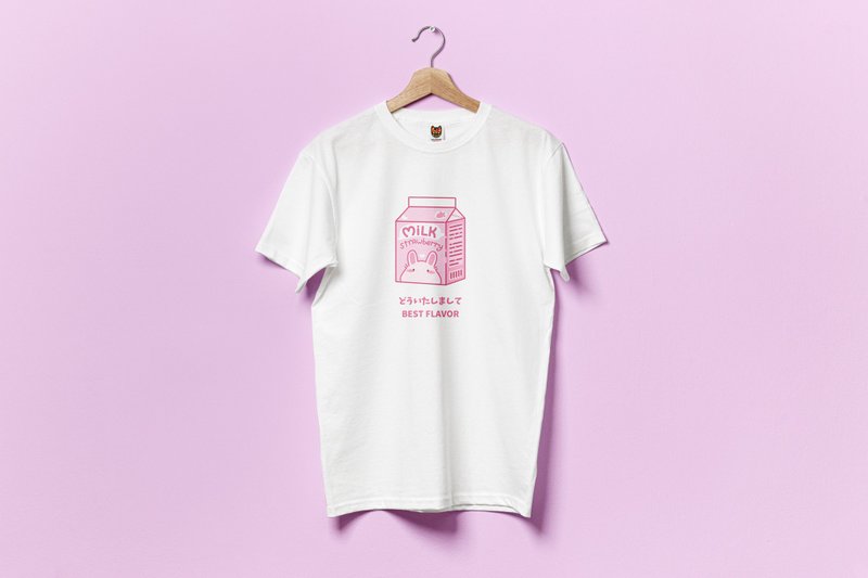 Japanese Strawberry Milk T-Shirt - 男襯衫/休閒襯衫 - 棉．麻 多色