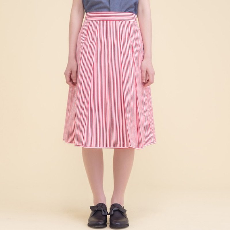 Miss blush red striped skirt fifth - Skirts - Other Materials Red