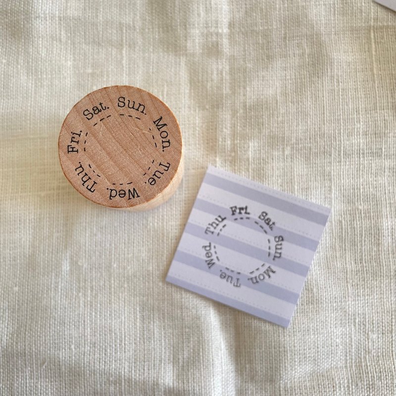 1週間　円形スタンプ - 印章/印台 - 木頭 咖啡色