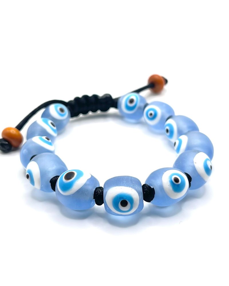 Aurora blue. Turkish Eye Glass Bracelet - Bracelets - Colored Glass 