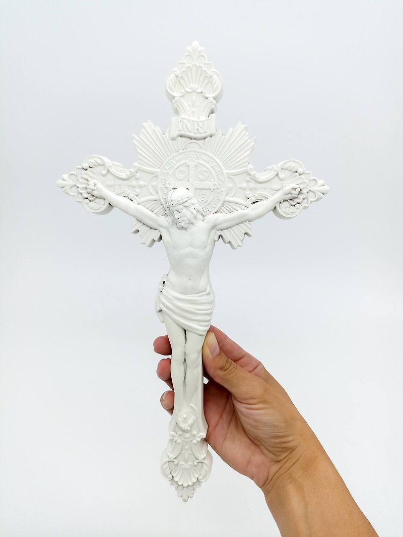 十字架 木製十字架 高さ24cm、彫刻された木製十字架、十字架カトリック十字架 - 木工/竹細工/ペーパークラフト - 木製 ブラウン