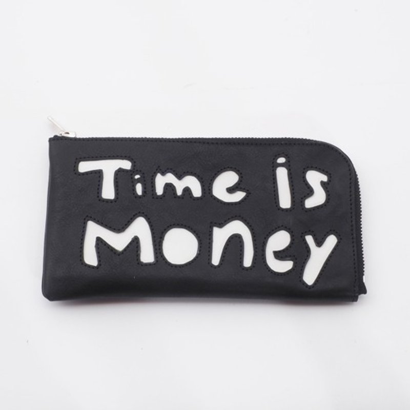 CowLeather LongWallet [time is money]（黒）18×9/財布/wl001time - 錢包/皮夾/長短夾 - 真皮 