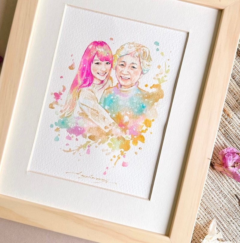 Custom Watercolor Lovers Portrait | Wedding Gift | Couple Portrait - Customized Portraits - Paper Red