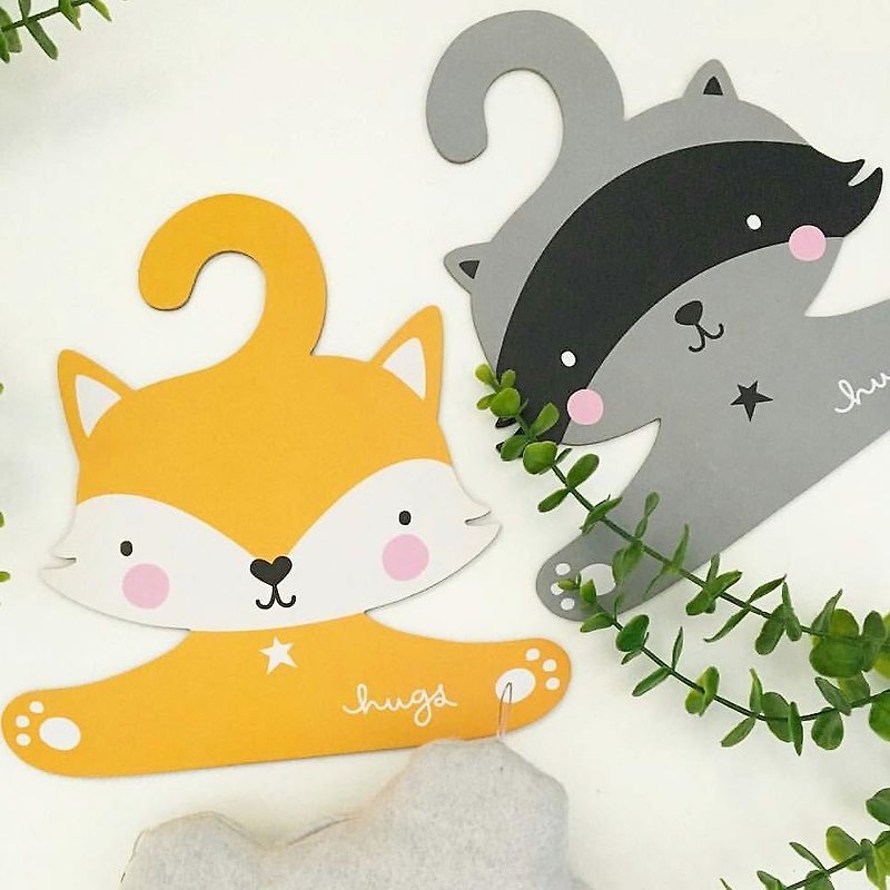 A Little Lovely Company - raccoon / fox toddler coat hanger set - Other - Paper Multicolor