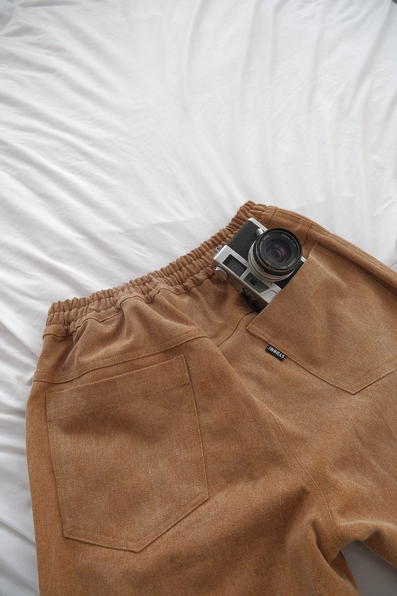 free waist timeless workwear pants 經典版型工作褲 - 女長褲 - 棉．麻 卡其色