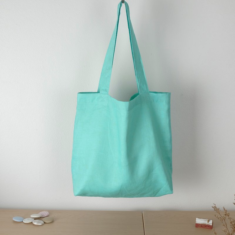 Mint Linen Tote Bag (Rainbow Series) - 側背包/斜孭袋 - 棉．麻 綠色