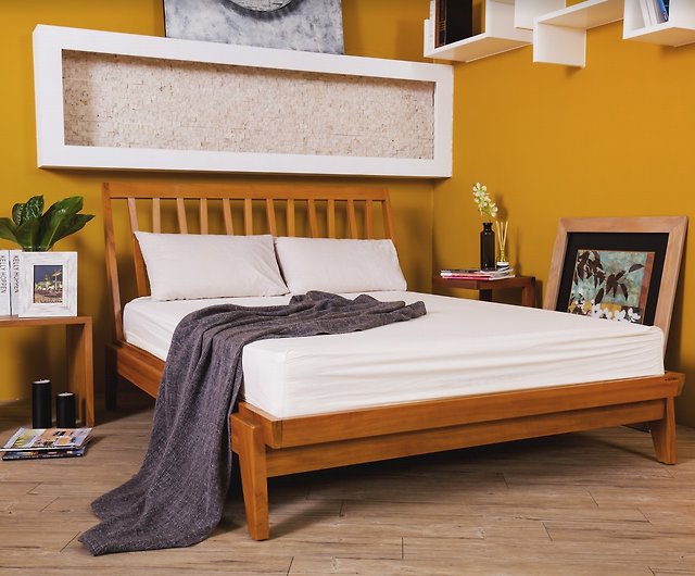 Victor Geometric Shape Teak Bed Frame, Luxury Bed Frames Queen