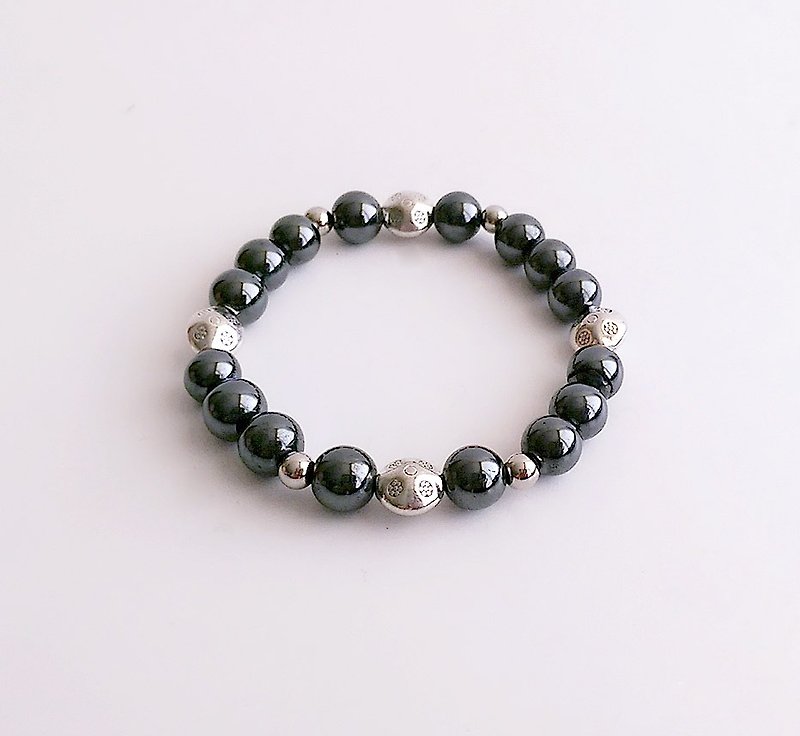 [Gemstone] Small magnetic field Magnetite silver • Bracelet - Bracelets - Gemstone Black