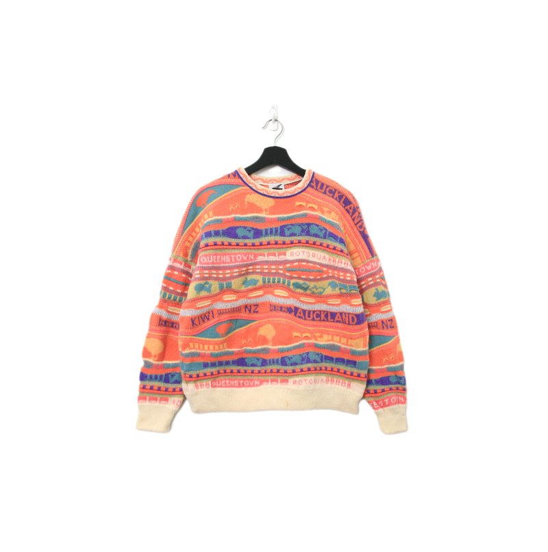 Back to Green-復古毛衣 糖果色半立體文字ws-23 vintage sweater - 女毛衣/針織衫 - 羊毛 
