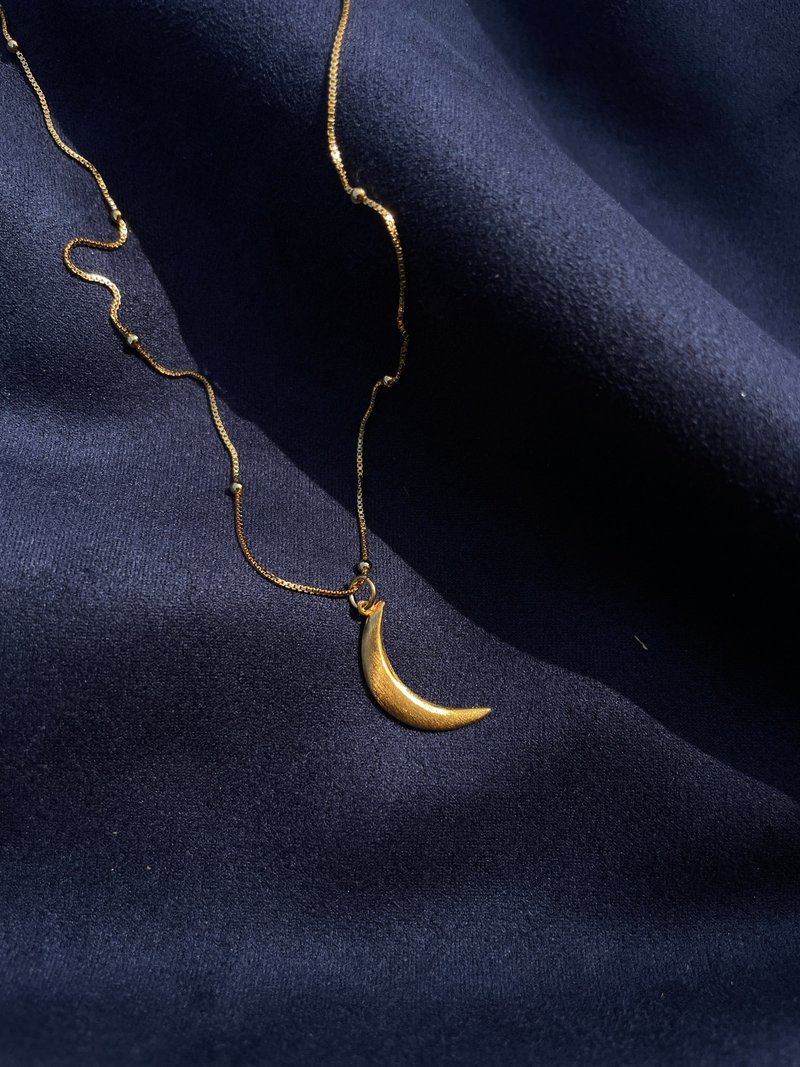 Into The Space-New Moon 925 silver gold plated Original design handmade necklace - Necklaces - Sterling Silver Gold