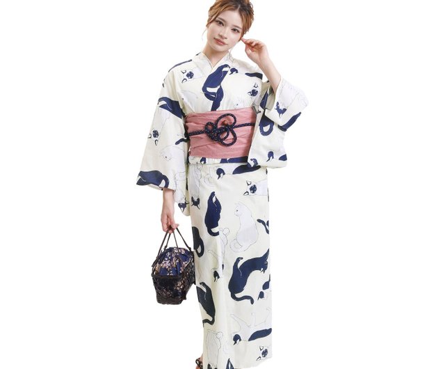 レディース 猫柄 浴衣 帯 2点セット F サイズ x33-12 yukata - ショップ Fuuka Kimono その他 - Pinkoi