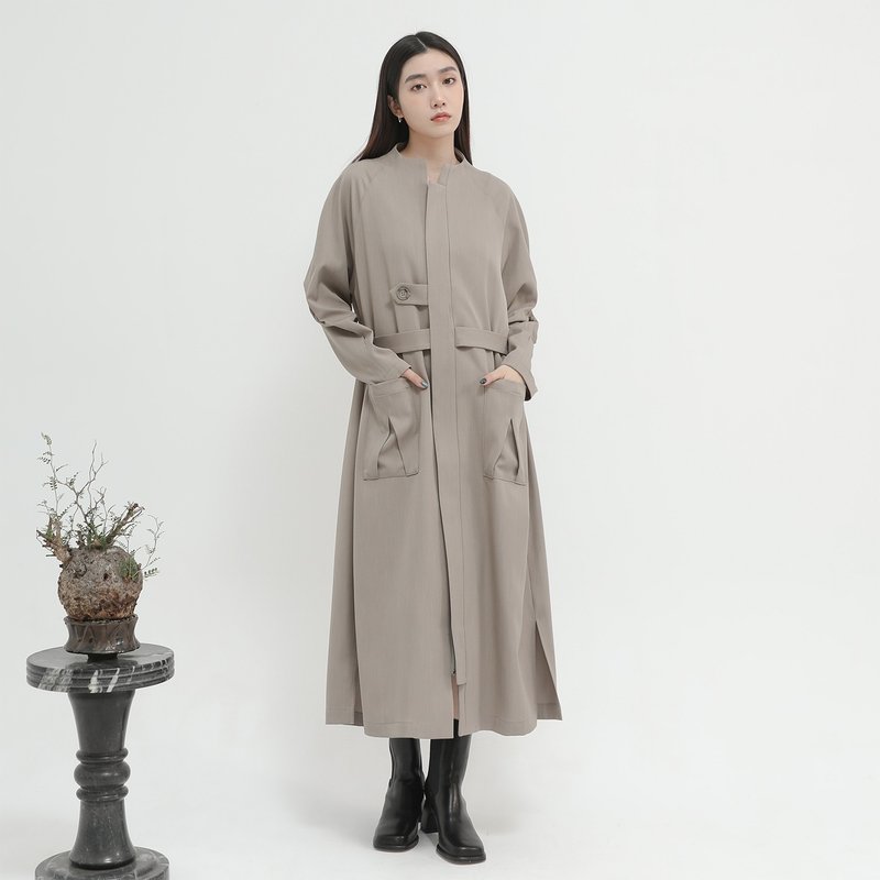 【經典原創】Fuxiao_拂曉外套洋裝_CLD521_卡其 - 洋裝/連身裙 - 聚酯纖維 卡其色