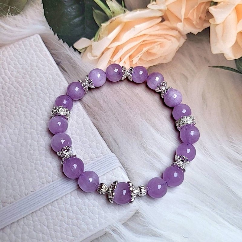 Aphrodite.C Kunzite + silver-wrapped anti-allergic accessories bracelet (Valentine's Day, Christmas gift) - สร้อยข้อมือ - คริสตัล 