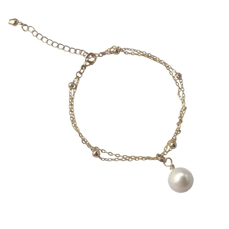 時尚甜美珍珠吊墜雙層手鍊 - 手鍊/手環 - 珍珠 