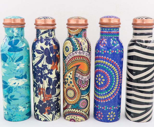 純銅製水筒】インド伝統柄携帯ボトル・水筒（1本買うと1本プレゼント