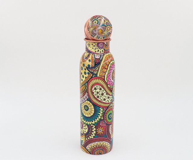 【純銅製水筒】インド伝統柄携帯ボトル・水筒（1本買うと1本プレゼント）